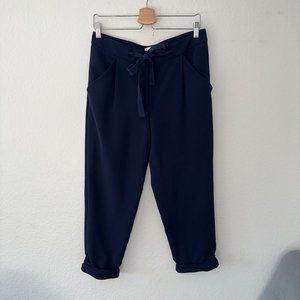 Aritzia Wilfred Tie Bow Front Trouser Pants Cuffed Ankle High Rise Cropped Sz 6
